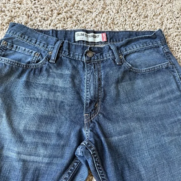 Levi's 514 Jeans Men's 34x34 Blue Denim Slim Straight Cotton Stretch Mid Rise - Picture 5 of 13